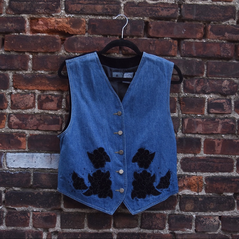Lizwear Denim and Velvet Vintage Vest